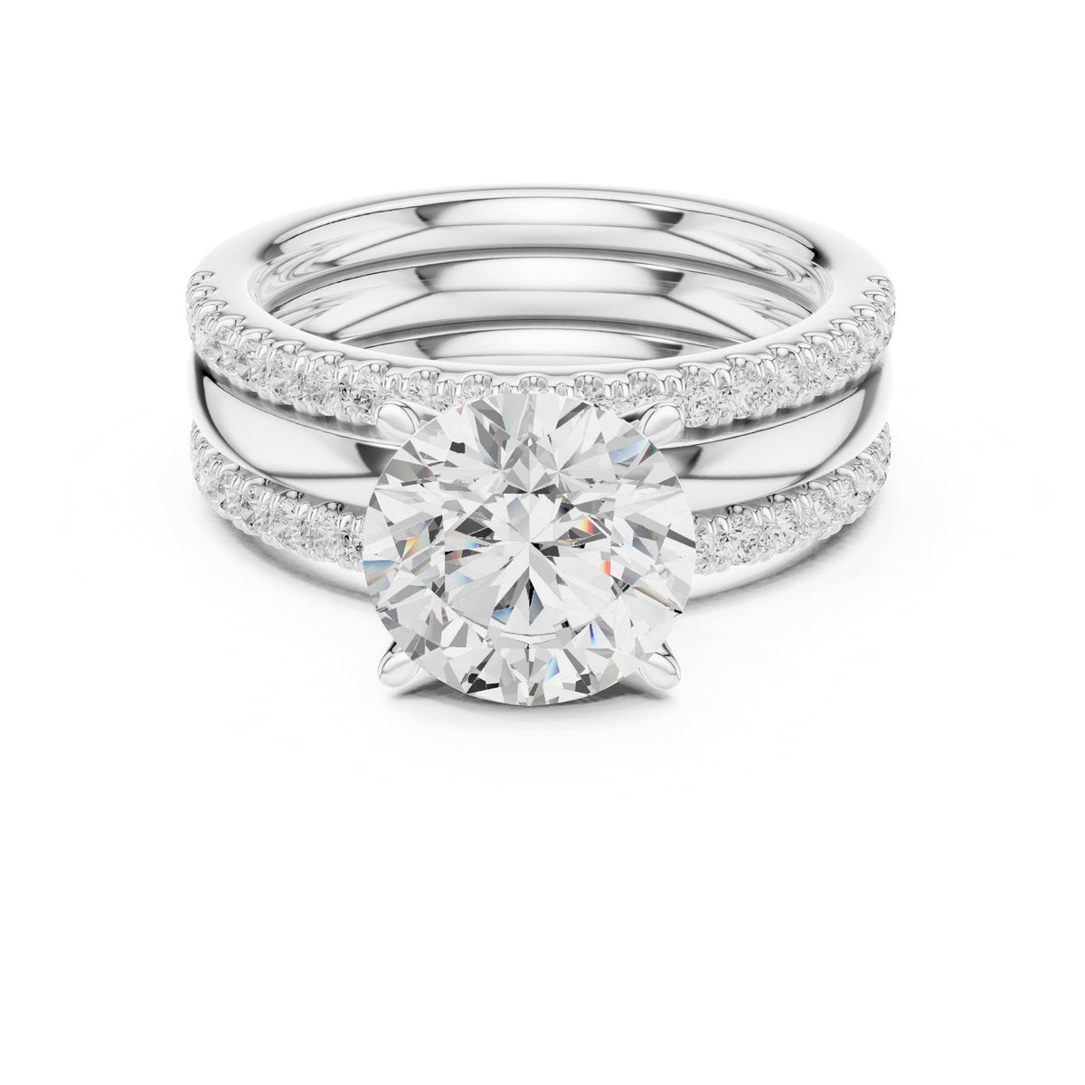 Round Accented Lab Grown Diamond Engagement Ring