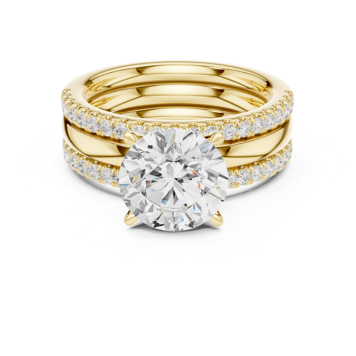 Round Accented Lab Grown Diamond Engagement Ring