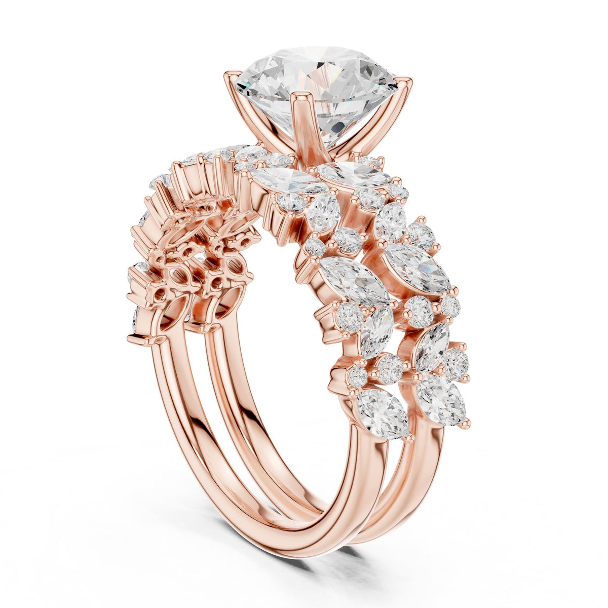 Round Accented Lab Grown Diamond Engagement Ring