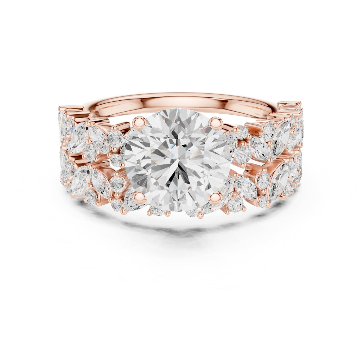 Round Accented Lab Grown Diamond Engagement Ring