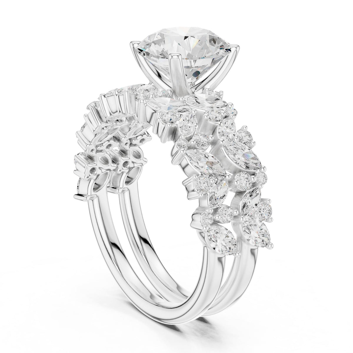 Round Accented Lab Grown Diamond Engagement Ring