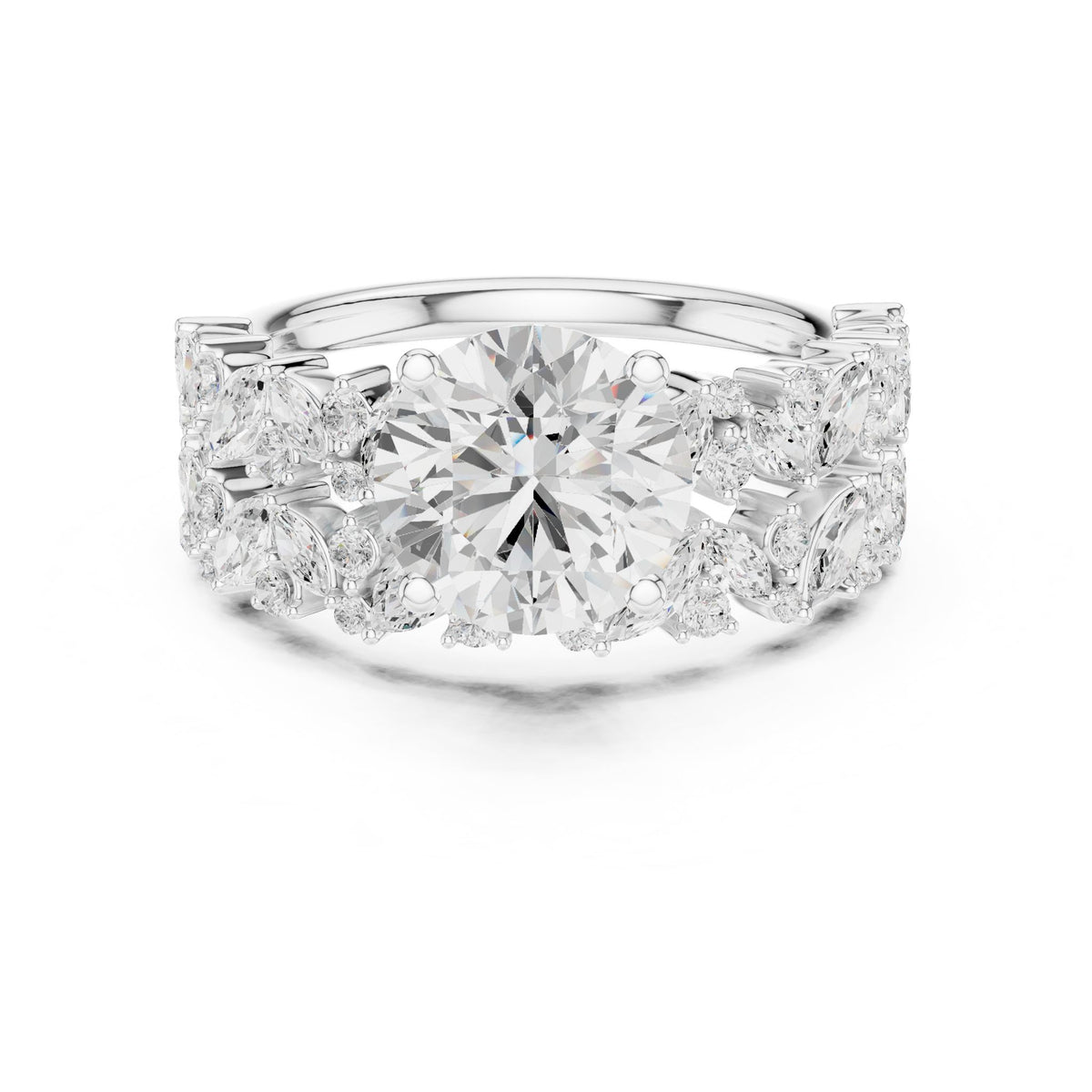 Round Accented Lab Grown Diamond Engagement Ring