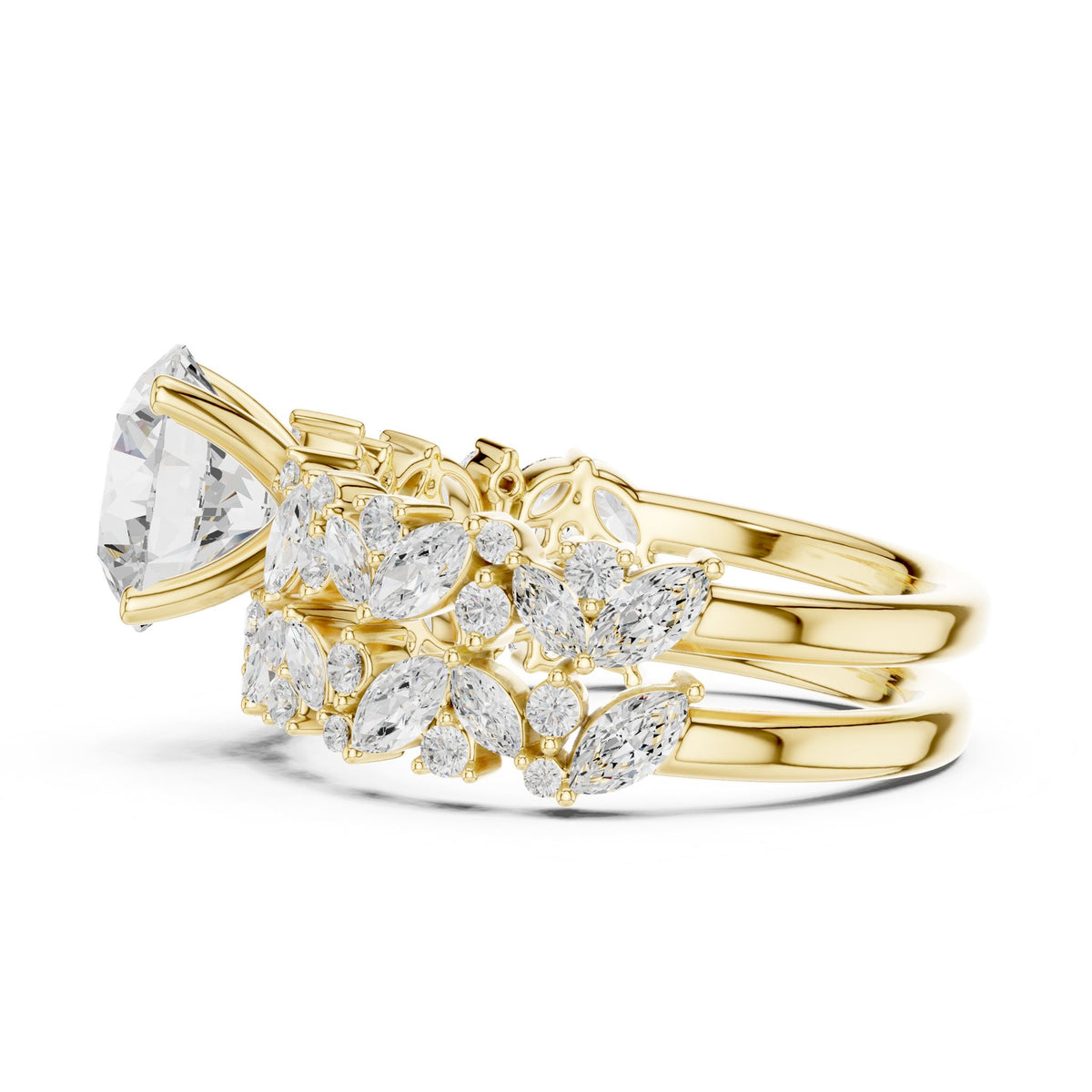 Round Accented Lab Grown Diamond Engagement Ring