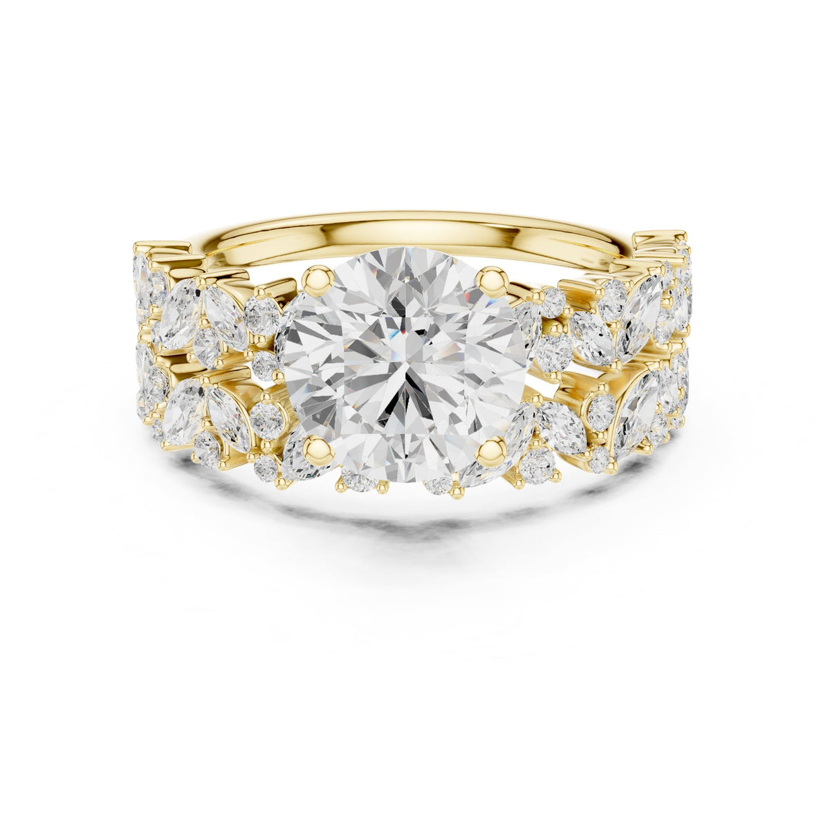Round Accented Lab Grown Diamond Engagement Ring