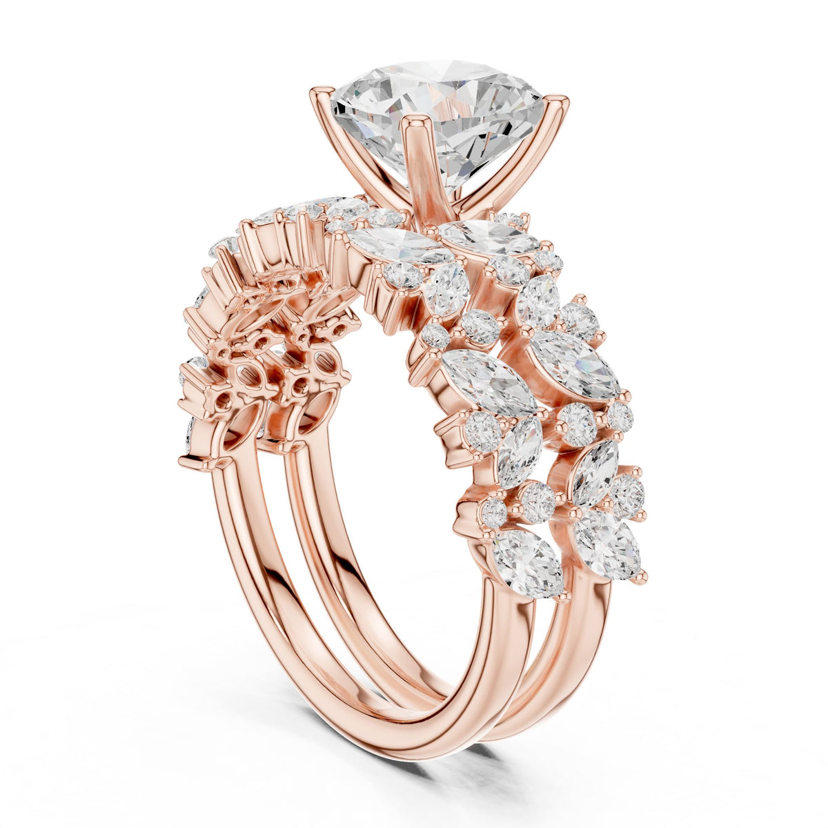 Round Accented Lab Grown Diamond Engagement Ring