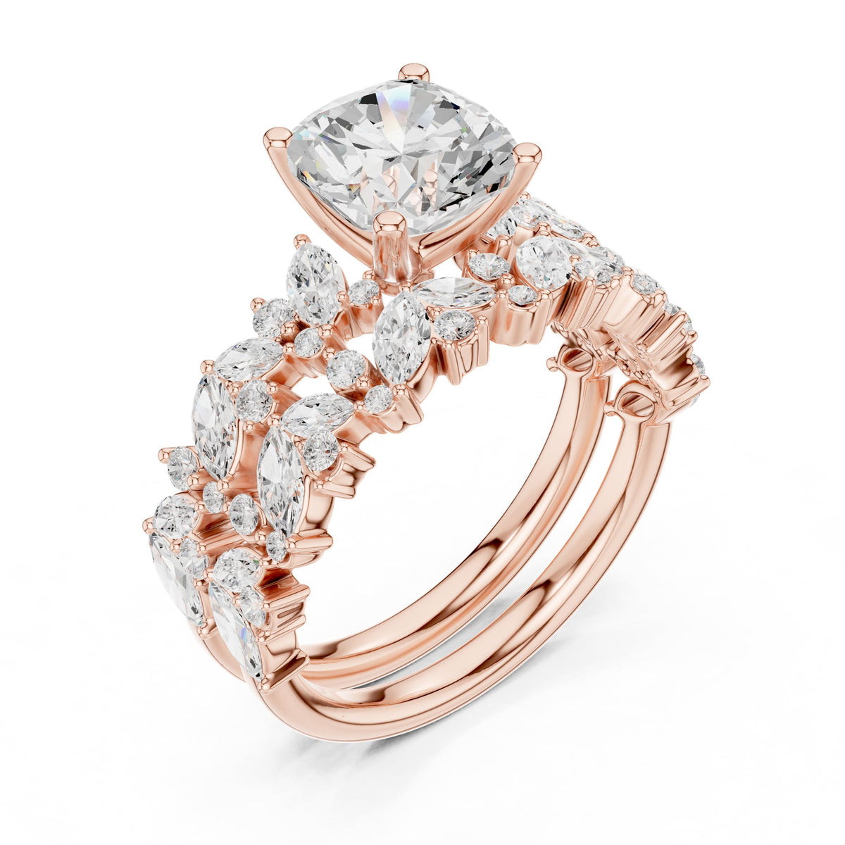 Round Accented Lab Grown Diamond Engagement Ring