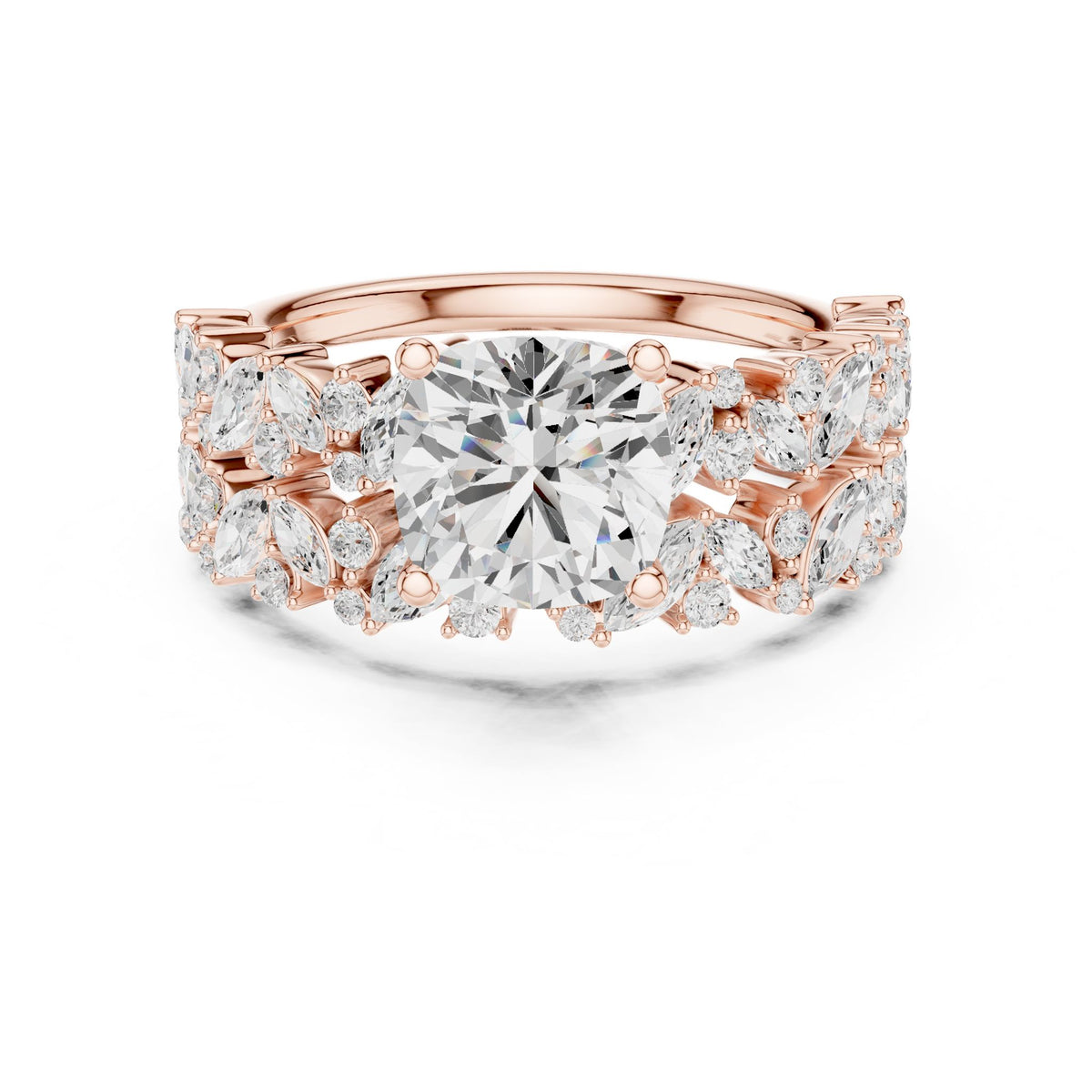 Round Accented Lab Grown Diamond Engagement Ring
