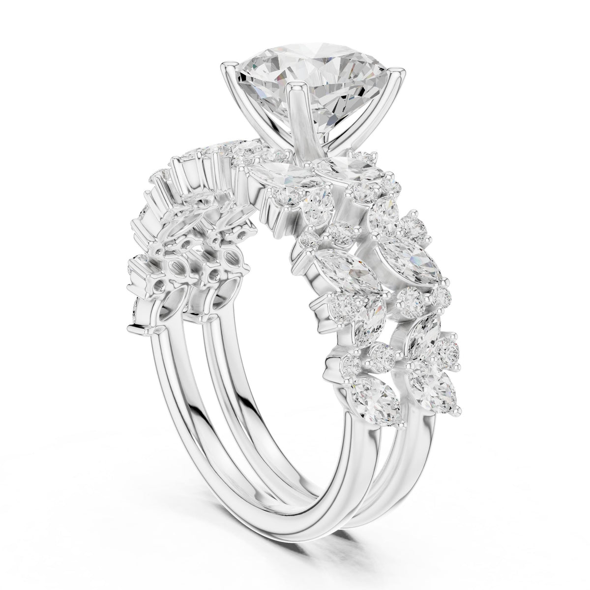 Round Accented Lab Grown Diamond Engagement Ring