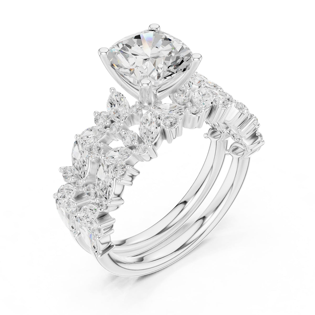 Round Accented Lab Grown Diamond Engagement Ring