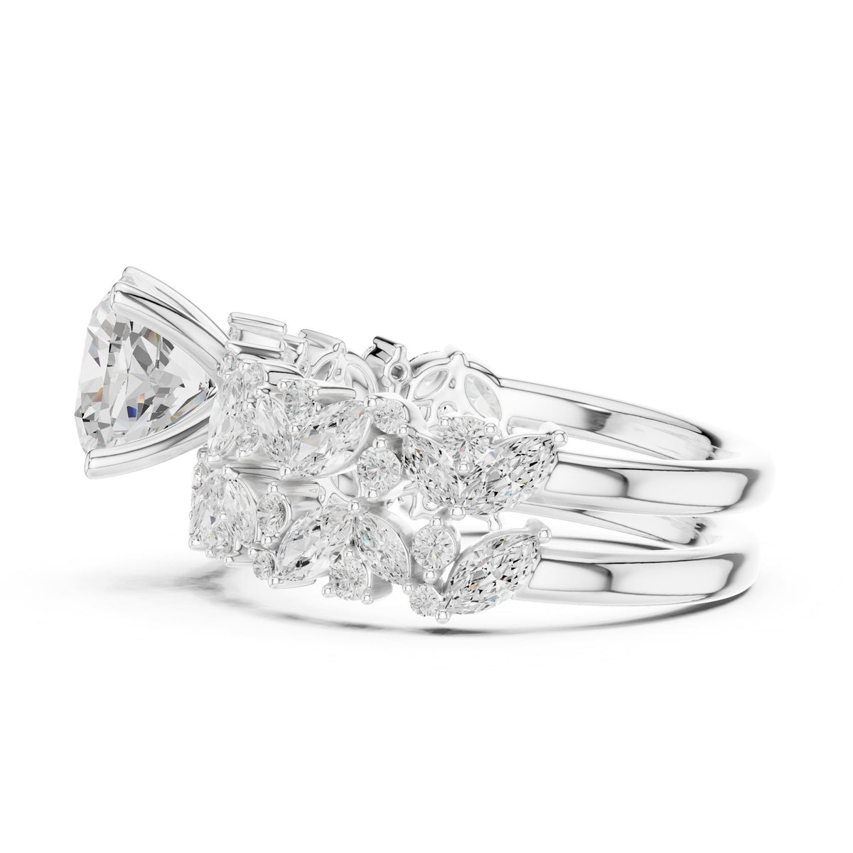 Round Accented Lab Grown Diamond Engagement Ring