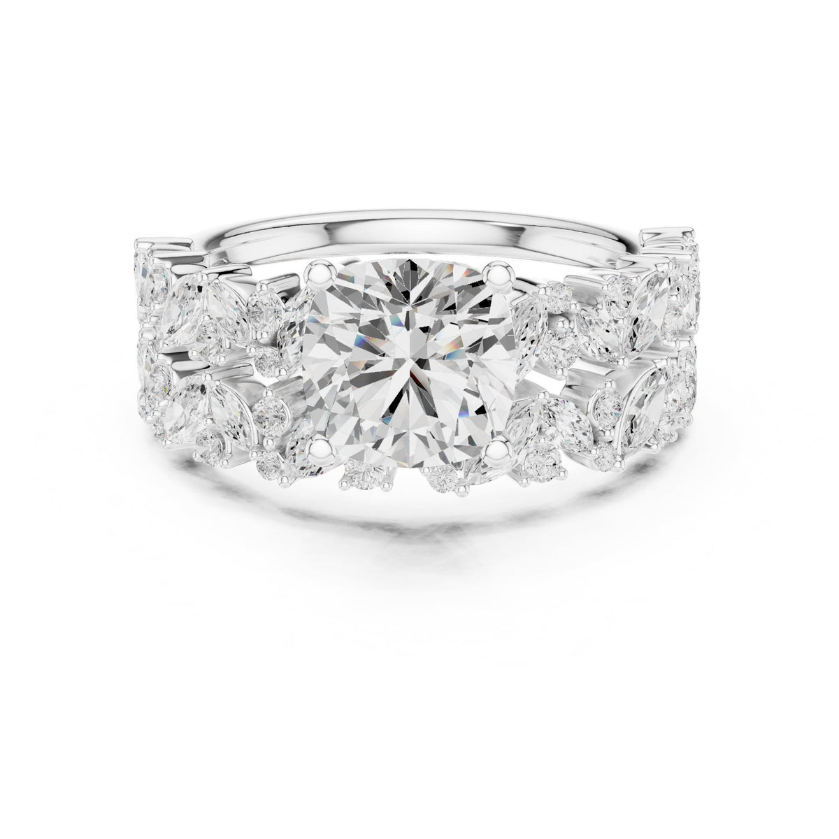 Round Accented Lab Grown Diamond Engagement Ring