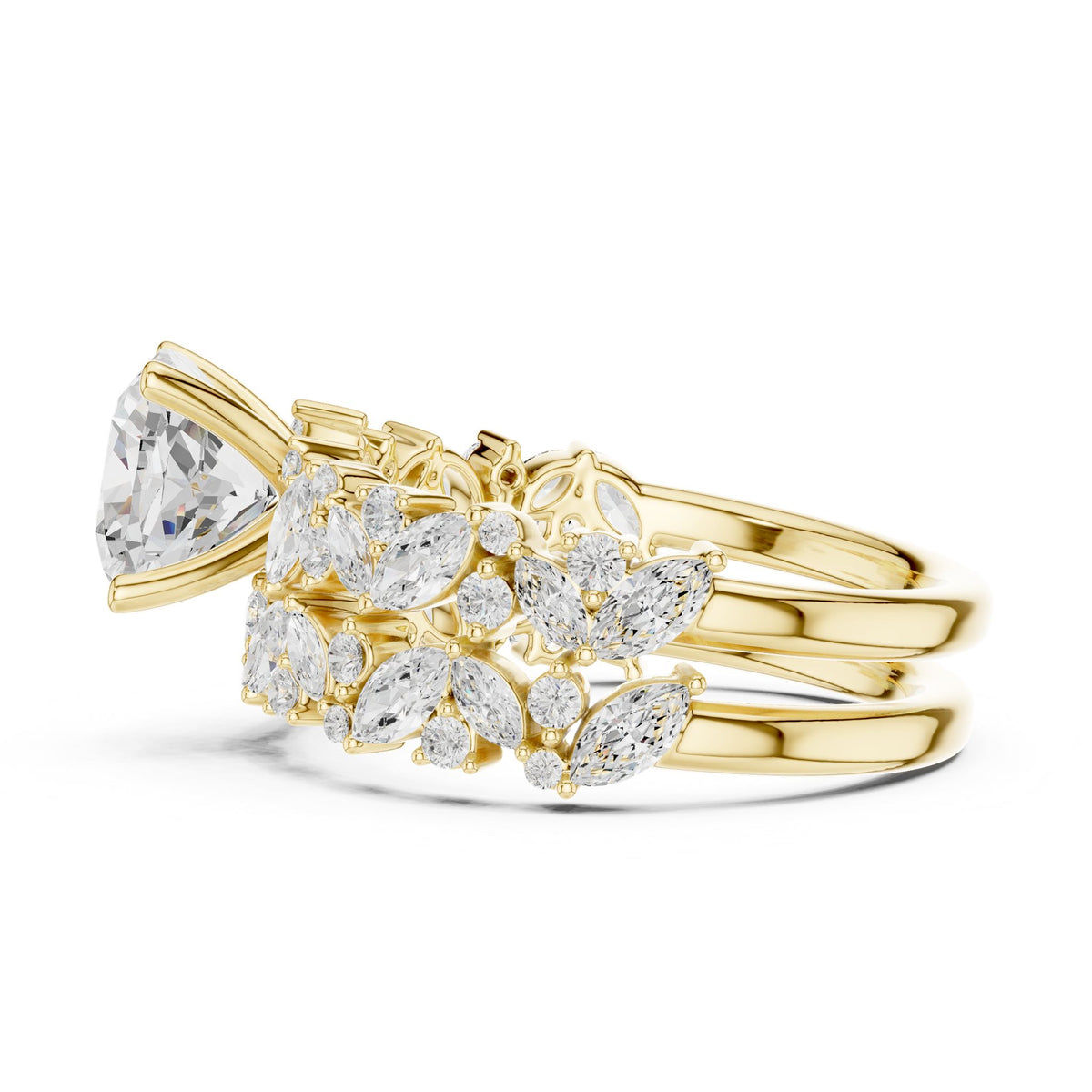 Round Accented Lab Grown Diamond Engagement Ring