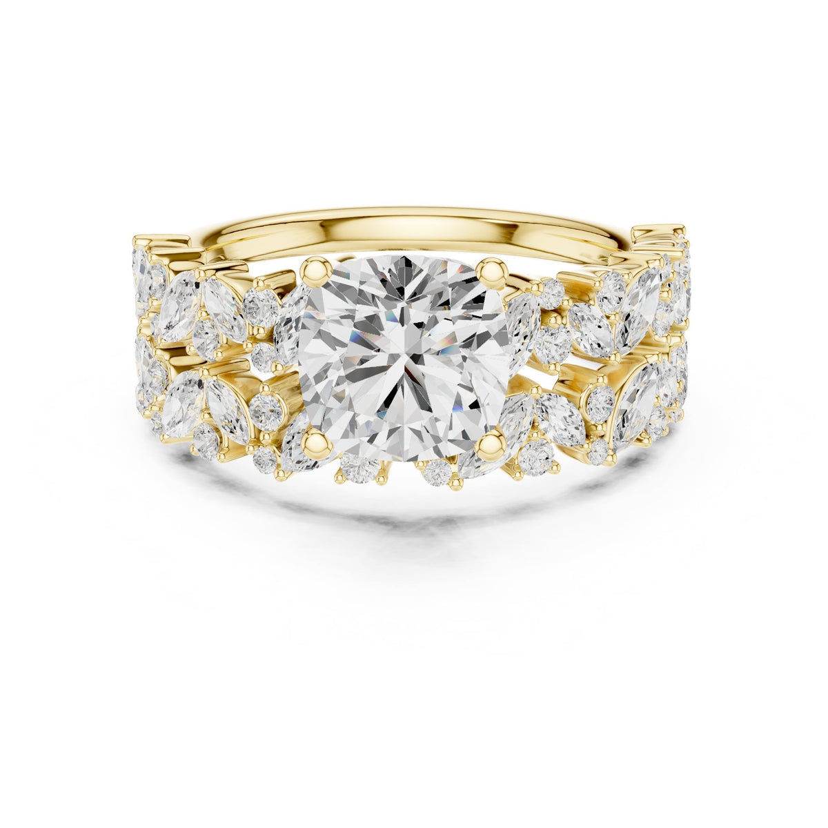 Round Accented Lab Grown Diamond Engagement Ring