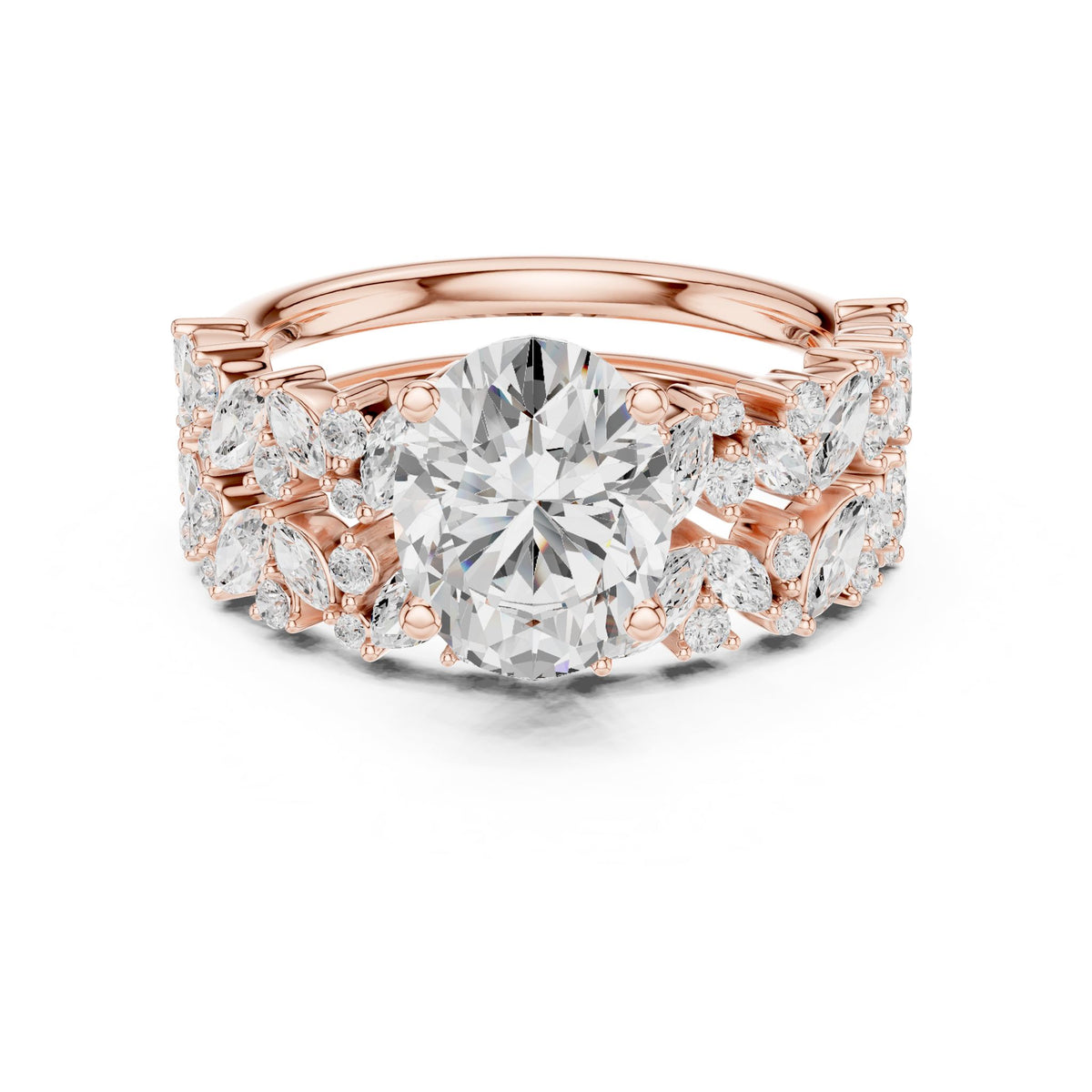 Round Accented Lab Grown Diamond Engagement Ring