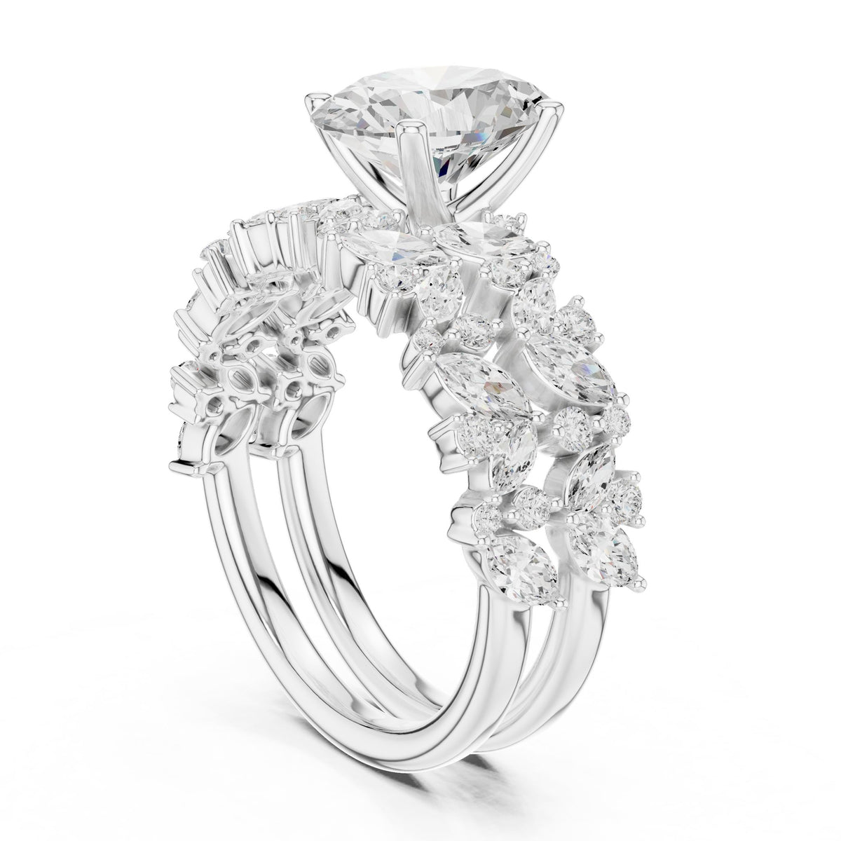Round Accented Lab Grown Diamond Engagement Ring
