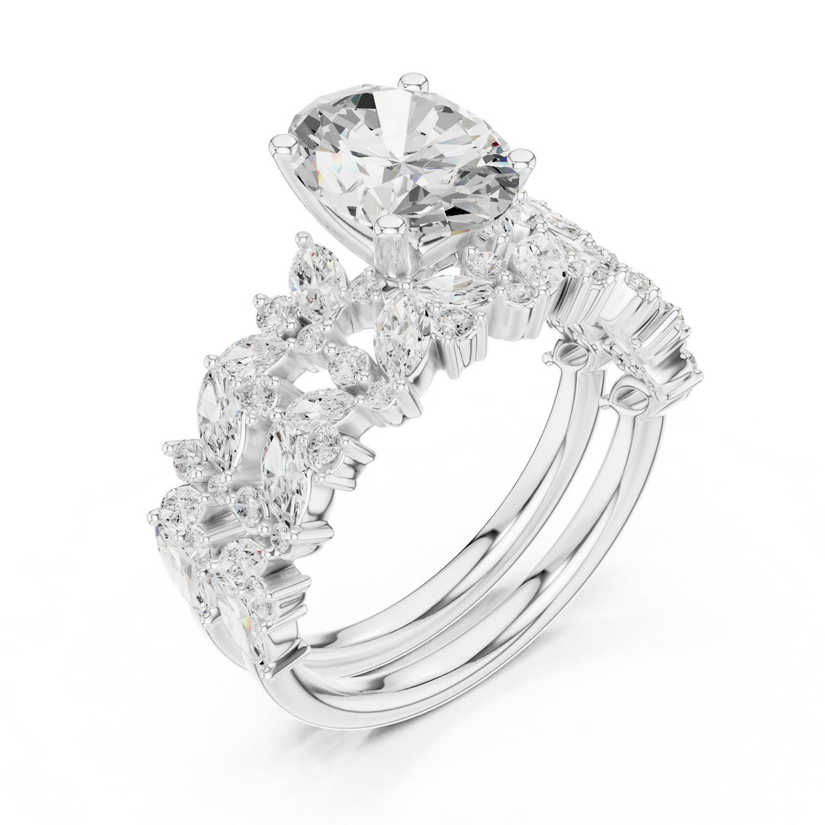 Round Accented Lab Grown Diamond Engagement Ring