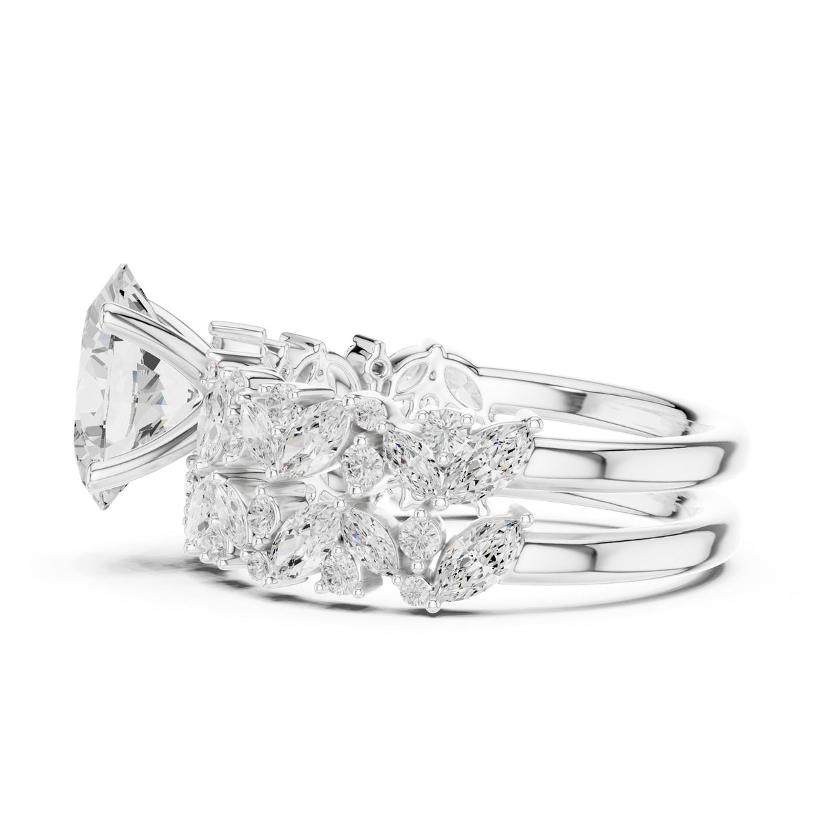 Round Accented Lab Grown Diamond Engagement Ring