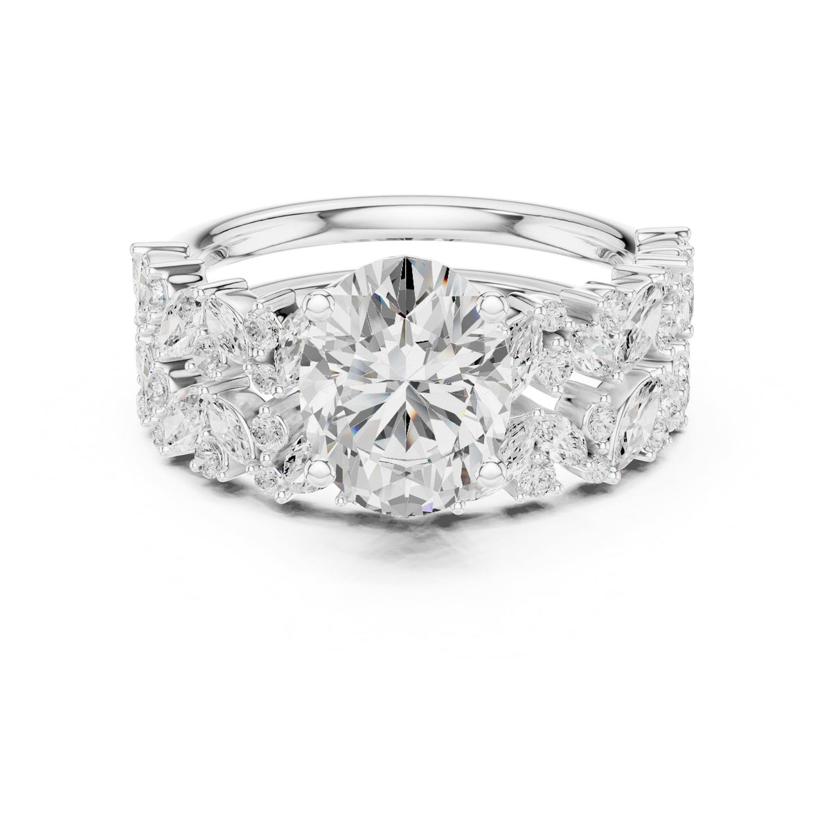 Round Accented Lab Grown Diamond Engagement Ring