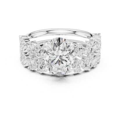 Round Accented Lab Grown Diamond Engagement Ring