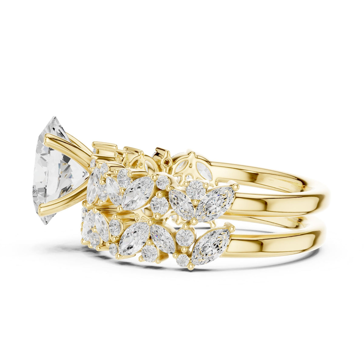 Round Accented Lab Grown Diamond Engagement Ring