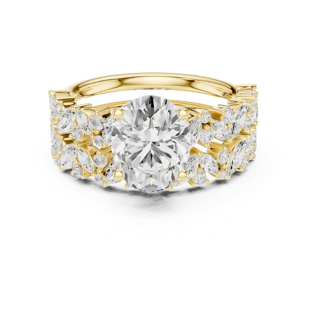 Round Accented Lab Grown Diamond Engagement Ring