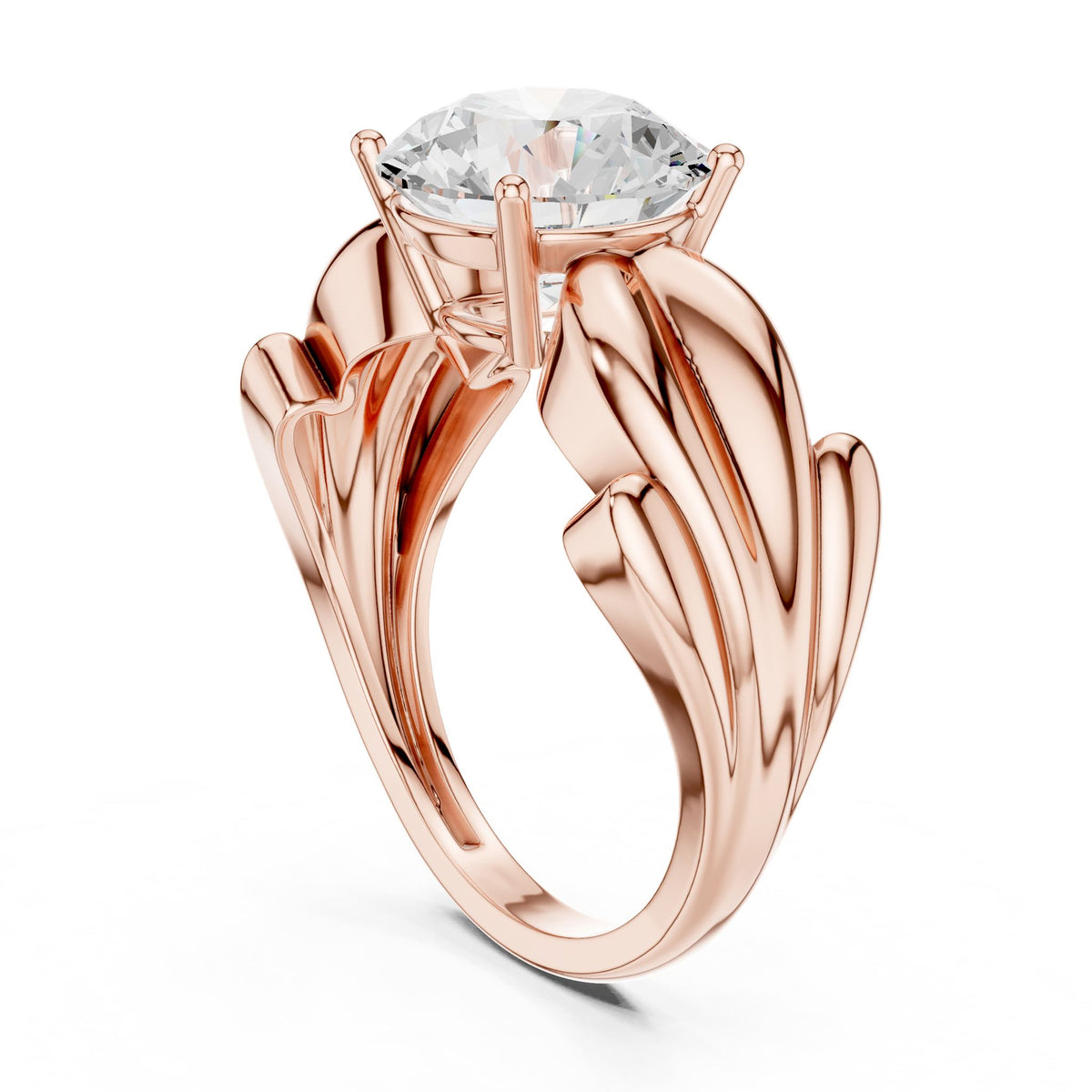 Round Accented Lab Grown Diamond Engagement Ring