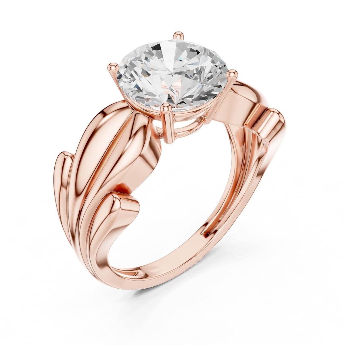 Round Accented Lab Grown Diamond Engagement Ring