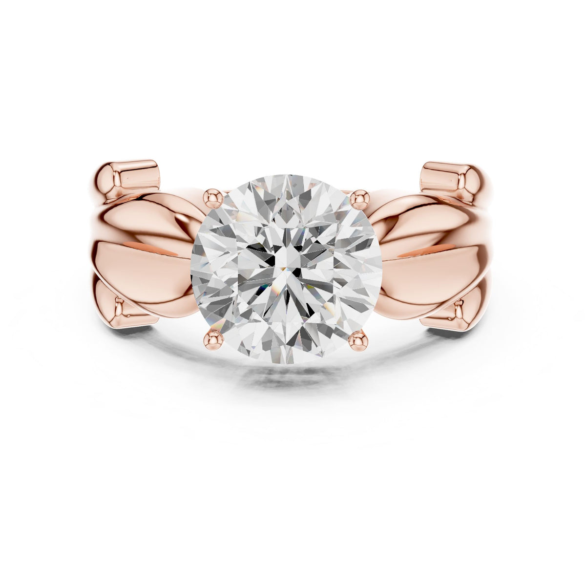 Round Accented Lab Grown Diamond Engagement Ring