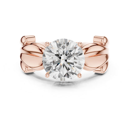 Round Accented Lab Grown Diamond Engagement Ring