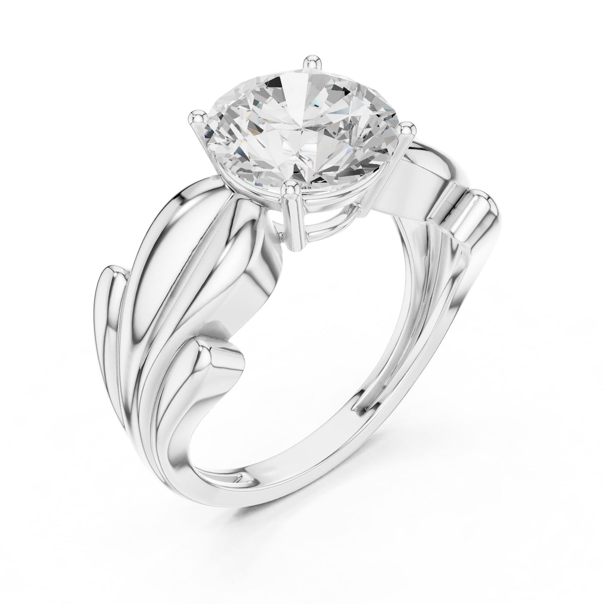 Round Accented Lab Grown Diamond Engagement Ring