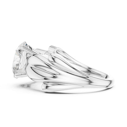 Round Accented Lab Grown Diamond Engagement Ring