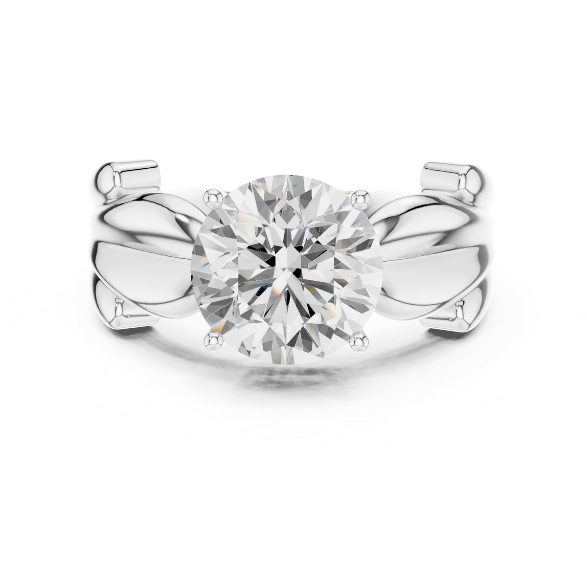 Round Accented Lab Grown Diamond Engagement Ring