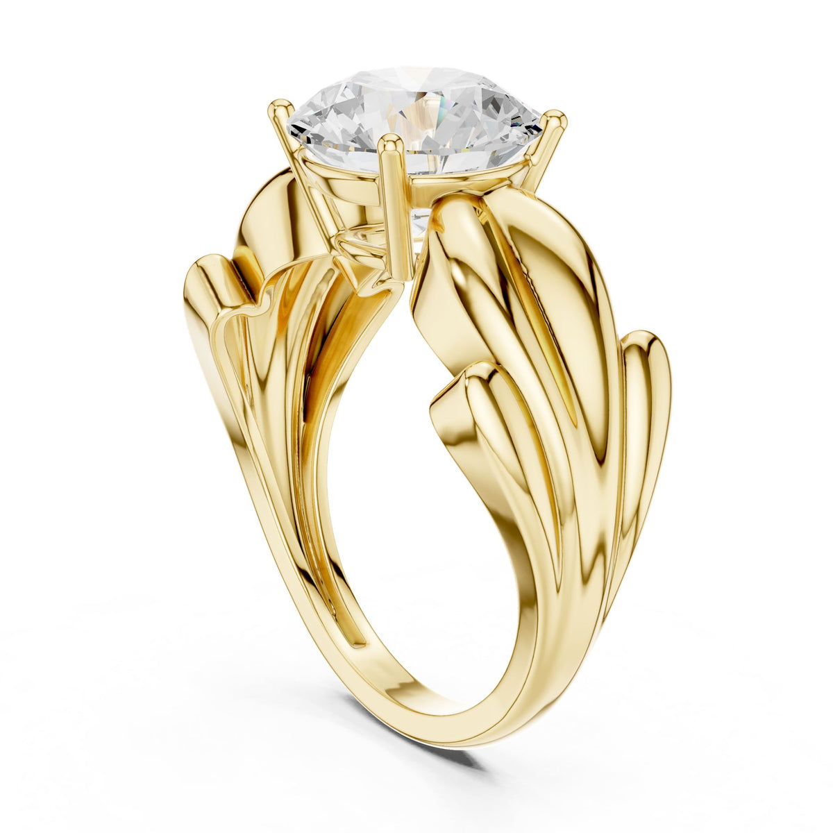 Round Accented Lab Grown Diamond Engagement Ring