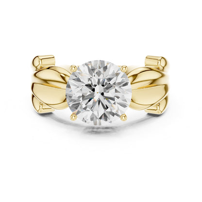 Round Accented Lab Grown Diamond Engagement Ring