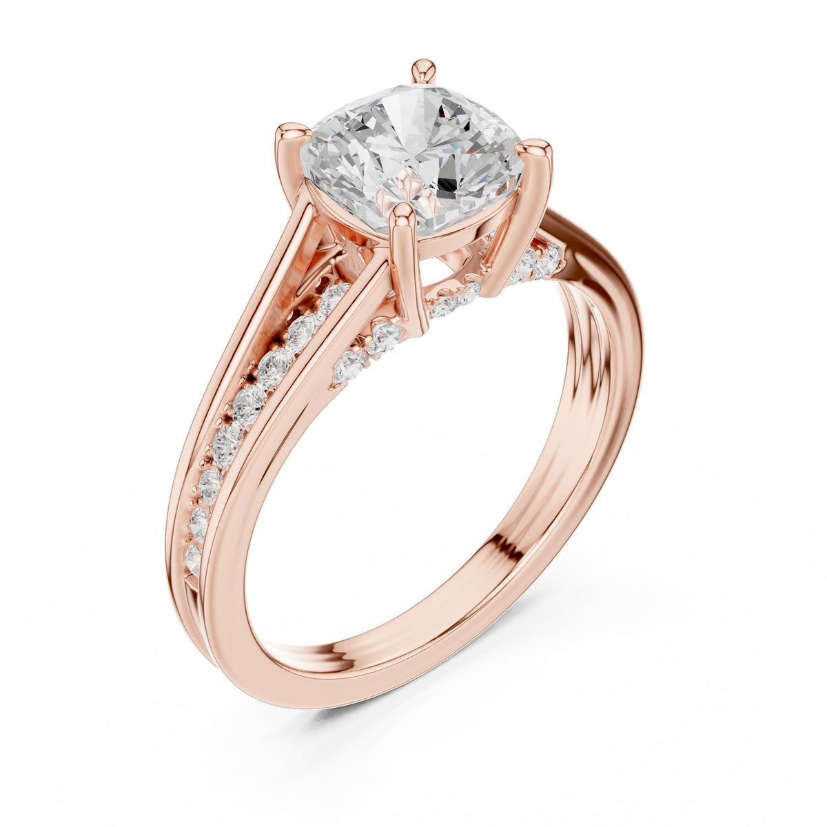 Round Accented Lab Grown Diamond Engagement Ring