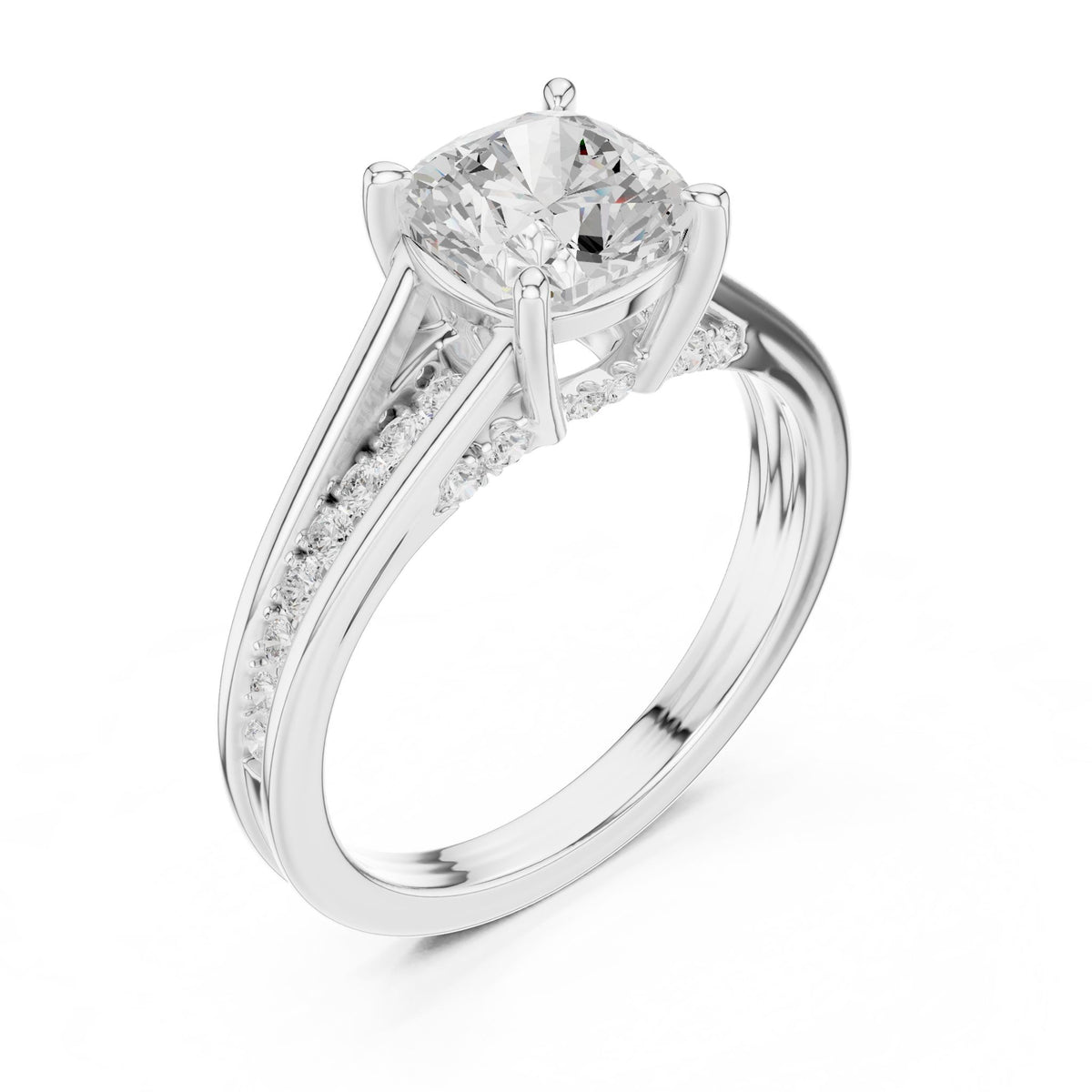 Round Accented Lab Grown Diamond Engagement Ring