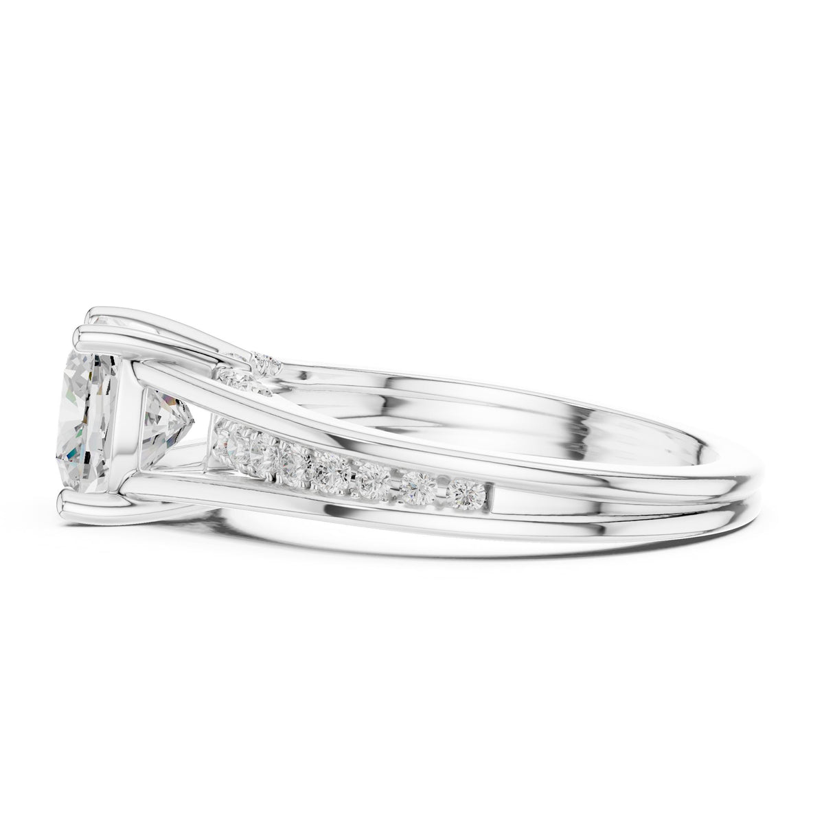 Round Accented Lab Grown Diamond Engagement Ring