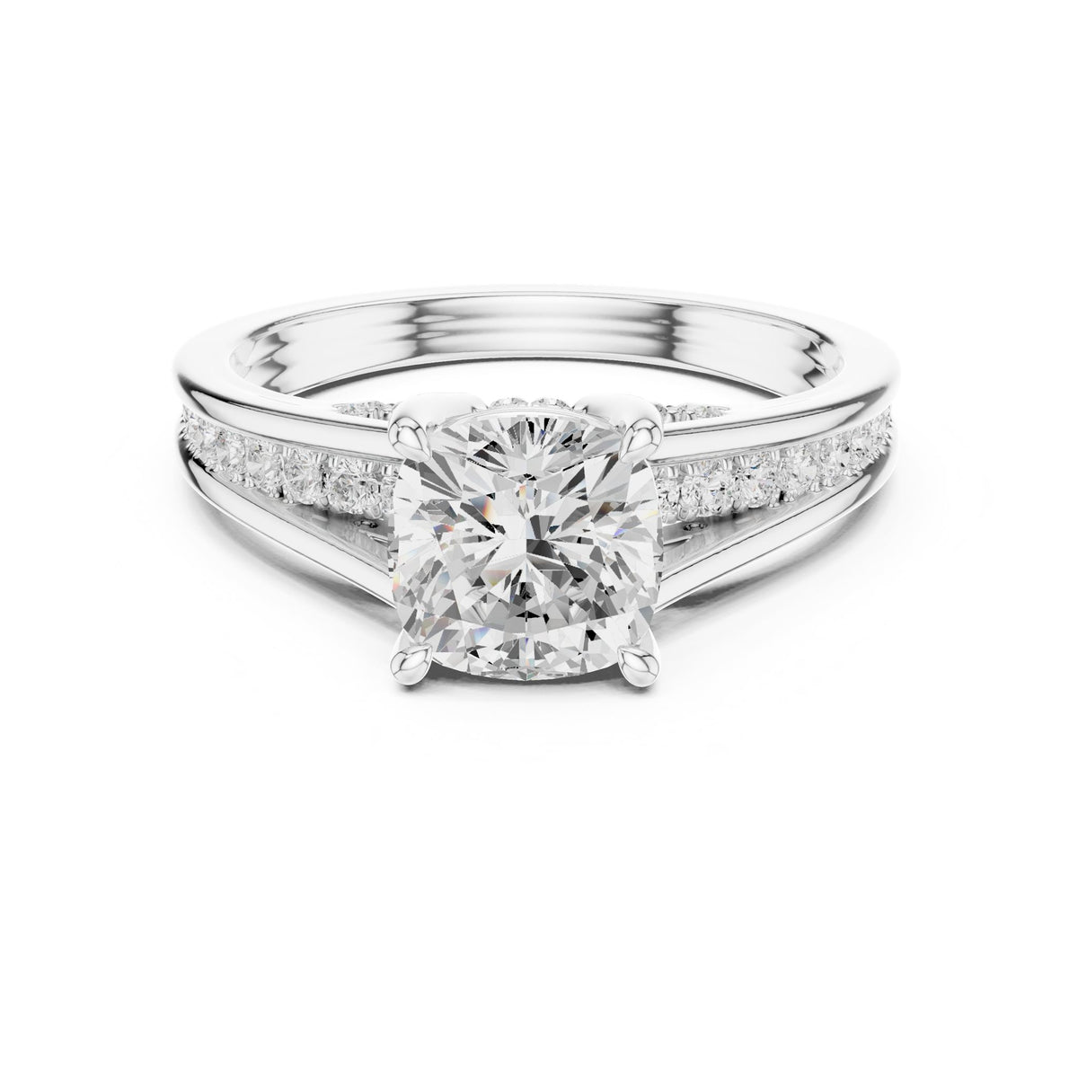 Round Accented Lab Grown Diamond Engagement Ring