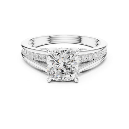 Round Accented Lab Grown Diamond Engagement Ring