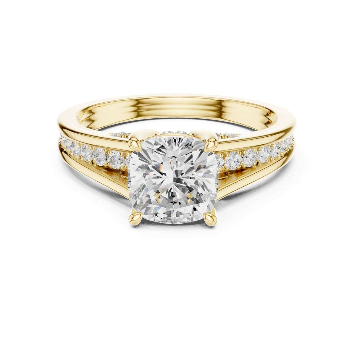 Round Accented Lab Grown Diamond Engagement Ring