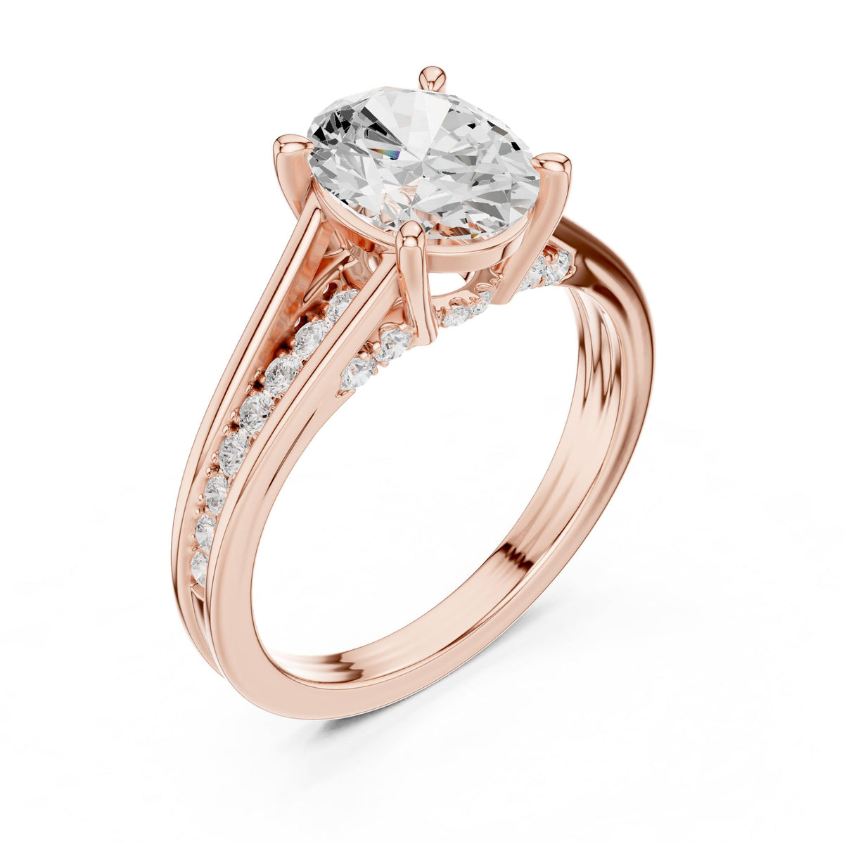 Round Accented Lab Grown Diamond Engagement Ring