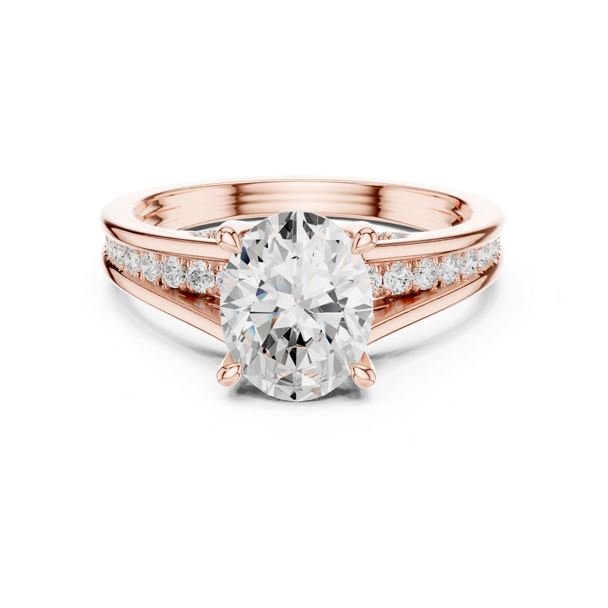 Round Accented Lab Grown Diamond Engagement Ring