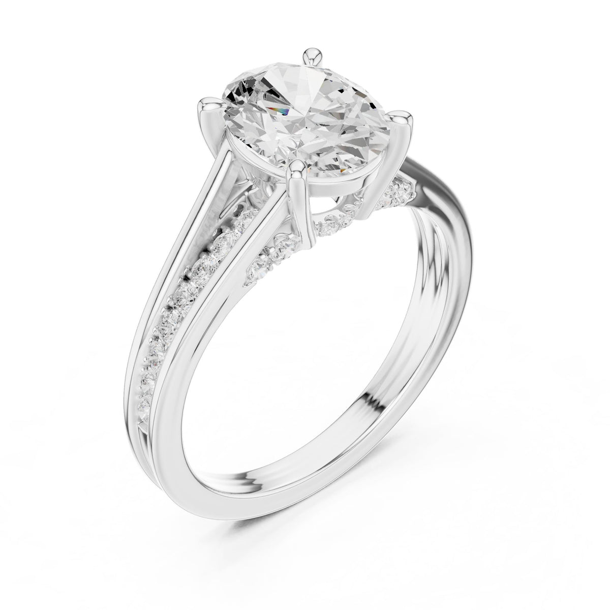 Round Accented Lab Grown Diamond Engagement Ring