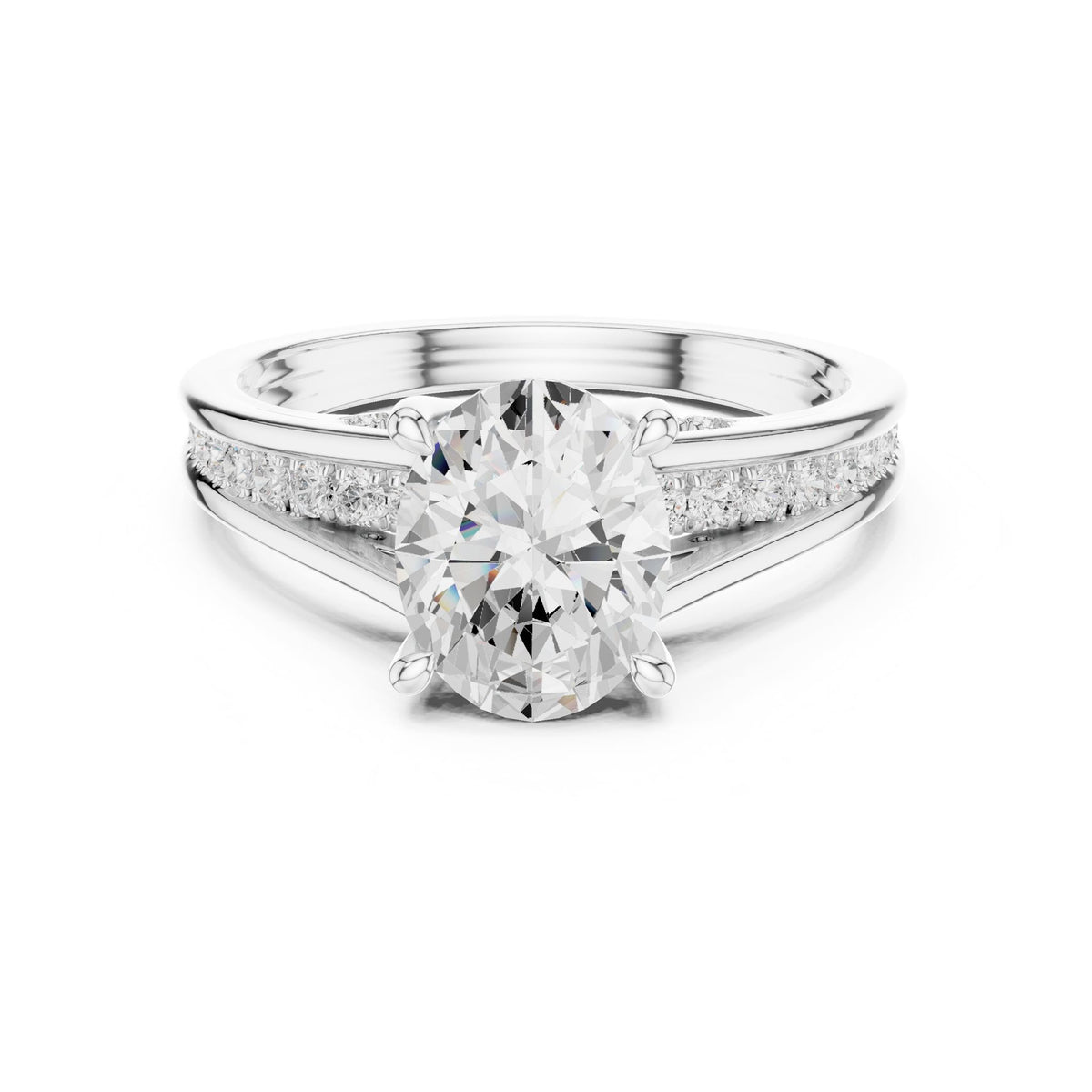 Round Accented Lab Grown Diamond Engagement Ring