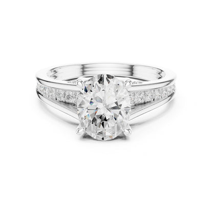 Round Accented Lab Grown Diamond Engagement Ring