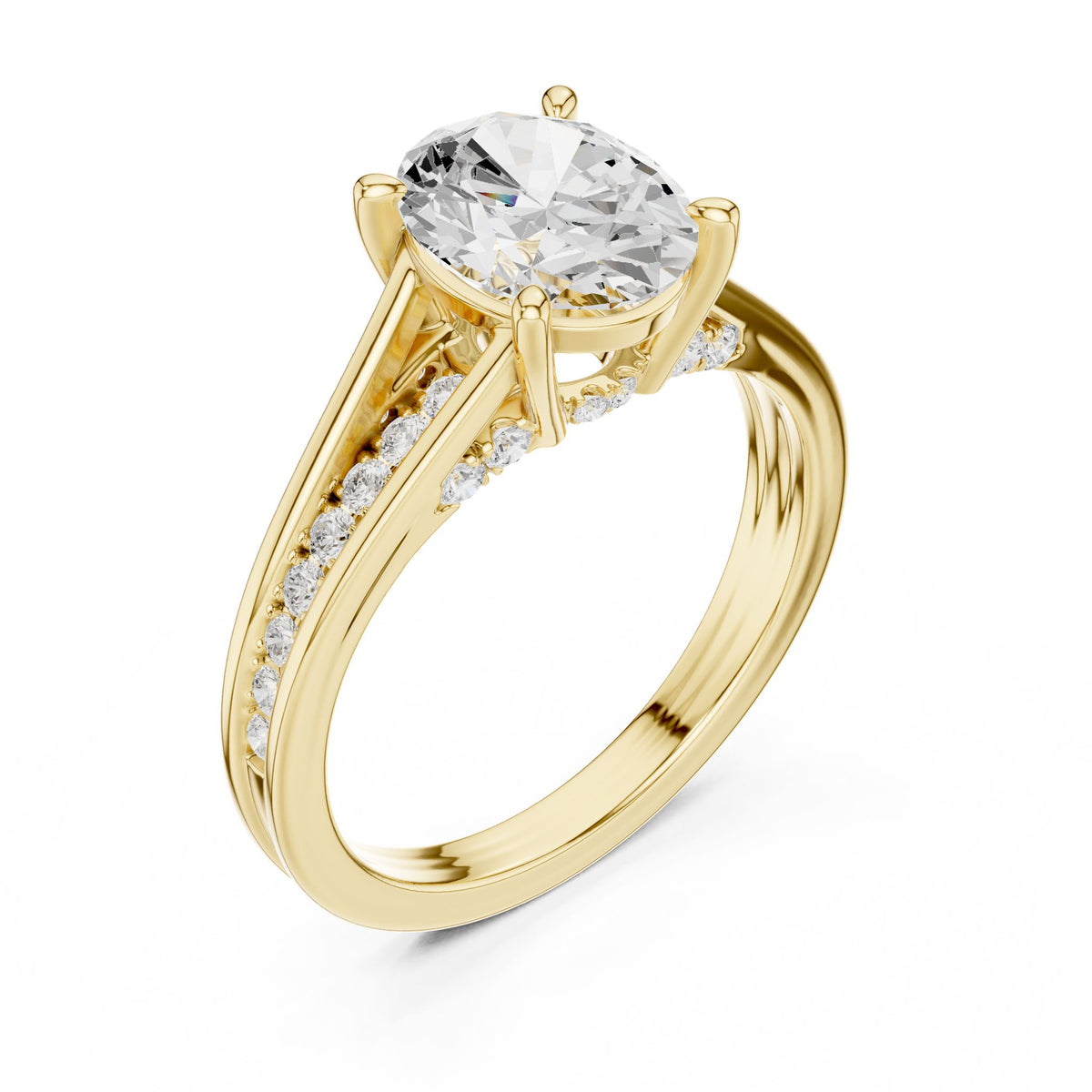 Round Accented Lab Grown Diamond Engagement Ring
