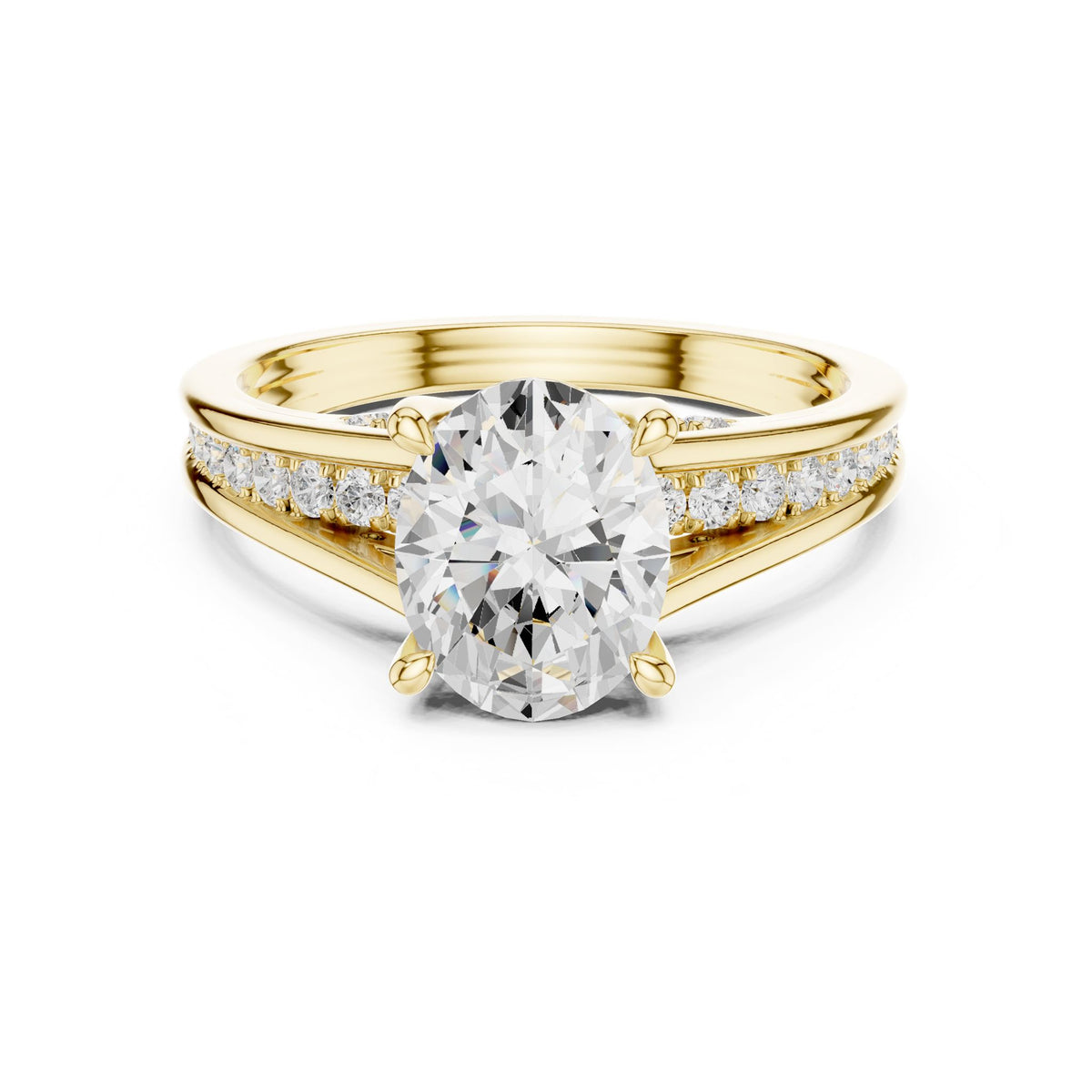 Round Accented Lab Grown Diamond Engagement Ring