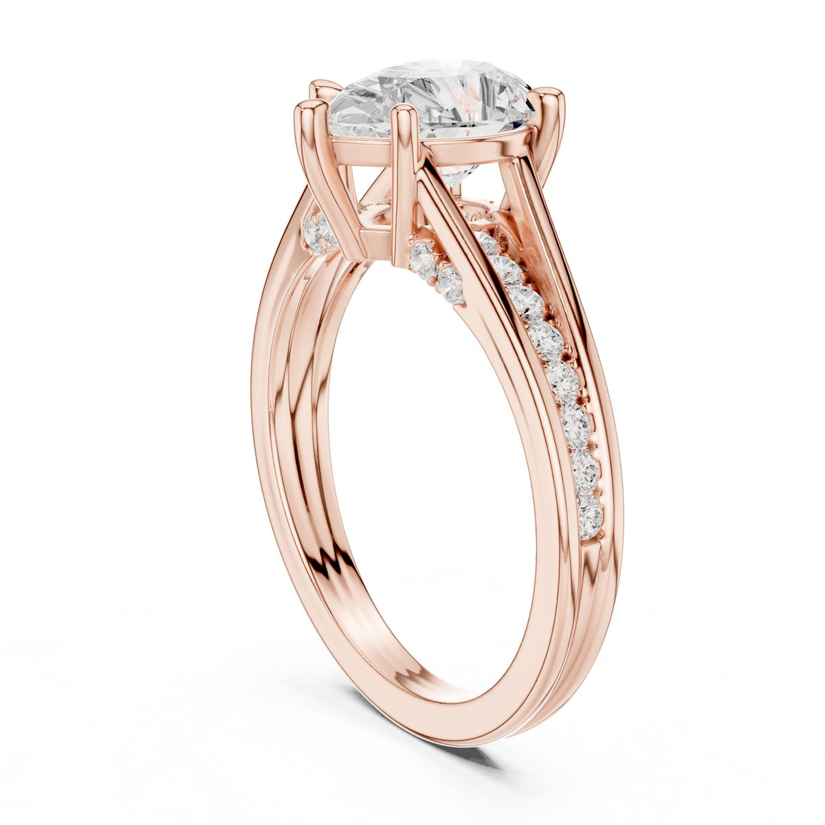 Round Accented Lab Grown Diamond Engagement Ring