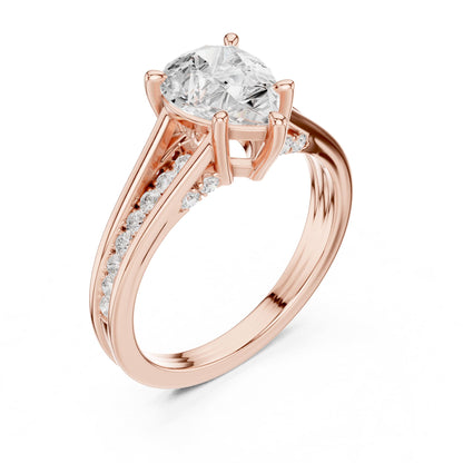 Round Accented Lab Grown Diamond Engagement Ring