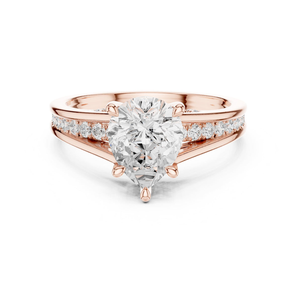 Round Accented Lab Grown Diamond Engagement Ring